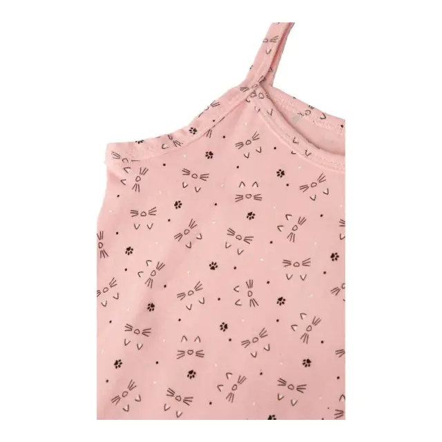 Minerva Παιδικό Φανελάκι Κορίτσι Τιράντα Kitty, Χρώμα Pink-Black Kitty 2