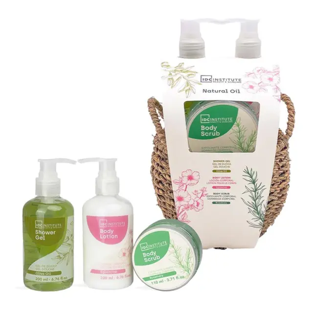 IDC Institute Natural Oil Wicker Basket Σετ Μπάνιου – Περιποίησης με Φυτικά Έλαια