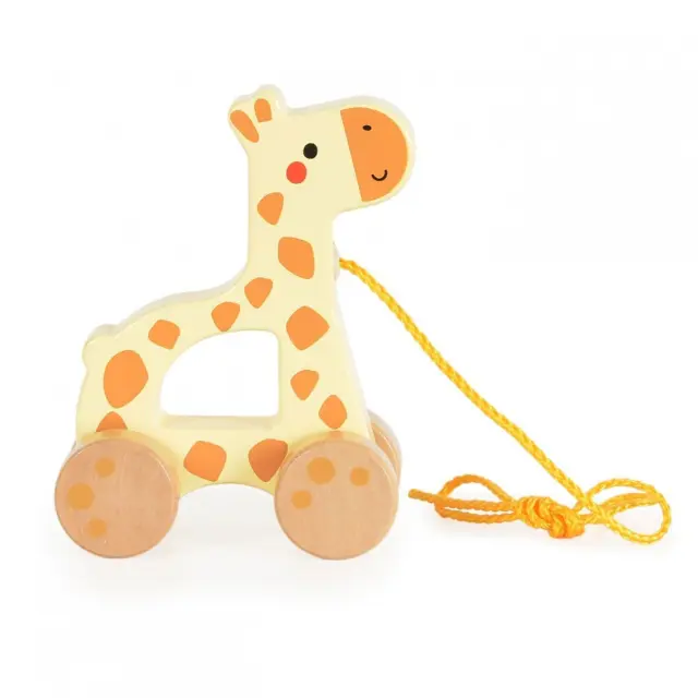 Ξύλινη Συρόμενη Καμηλοπάρδαλη Tooky Toys Giraffe TJ009 6972633376354 2