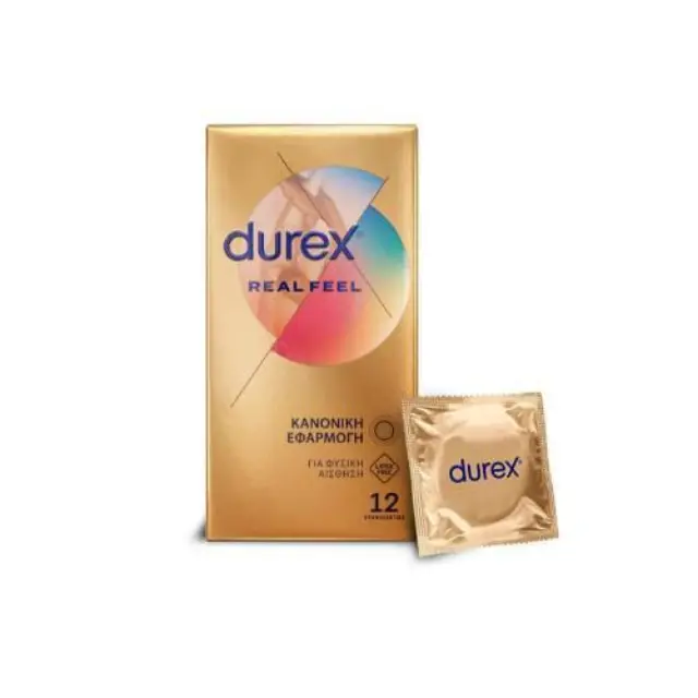 DUREX Real Feel Προφυλακτικά από Προηγμένο Υλικό για πιο Φυσική Αίσθηση Κατά την Επαφή, 12τεμ