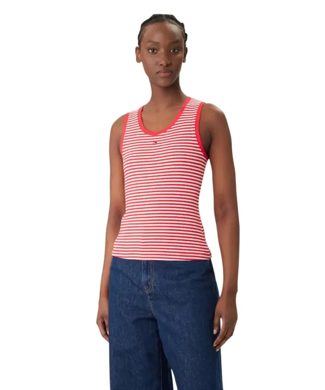 Tommy Hilfiger - Γυναικείο T-shirt Αμάνικο Rib Essential Tank Top Slim Fit DW0DW20673-0EY Κόκκινο
