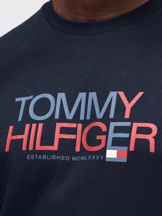 T-Shirt Μπλε Με Λογότυπο Και Γραφικό Σχέδιο Tommy Hilfiger Μπλε Σκούρο 3