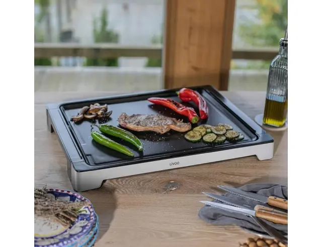 Ηλεκτρική Ψησταριά plancha Livoo DOC319 με ισχύ 2000W, ρυθμιζόμενο θερμοστάτη και επιφάνεια ψησίματος 47x37cm DOC319 2