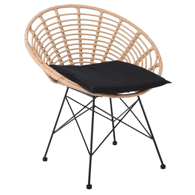 Πολυθρόνα Κήπου SALSA CORAL Μαύρο/Φυσικό Μέταλλο/Wicker 72x62x81cm