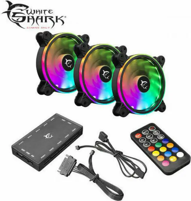 White Shark Nebula ARGB Kit 3x120mm Ανεμιστηρες Κουτιού (Case Fans) PWM με LED HUB + Τηλεχειριστήριο