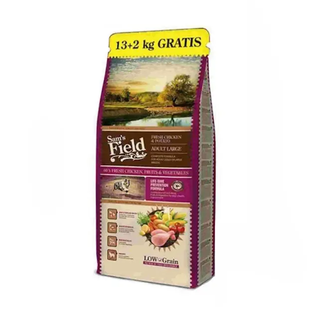 Sam's Field Low Grain Adult Large Fresh Chicken & Potato 13Kg + 2Kg ΔΩΡΟ Μονόχρωμο