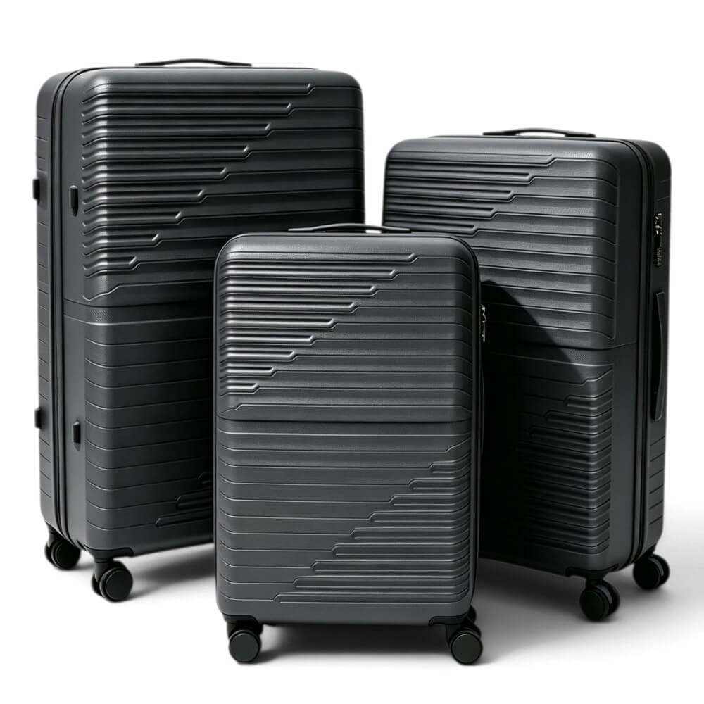 Σετ 3 Μεγάλες Υπερμεγέθεις Βαλίτσες Playfulbags 1206-SET3 Πολυπροπυλενίου 80/70/60cm με Επέκταση - Ροζ/Χρυσό