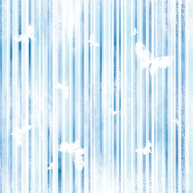 Φύλλo Polyester Felt - Blue Stripes w Butterlies - 30x30cm - 1mm - 1τεμ