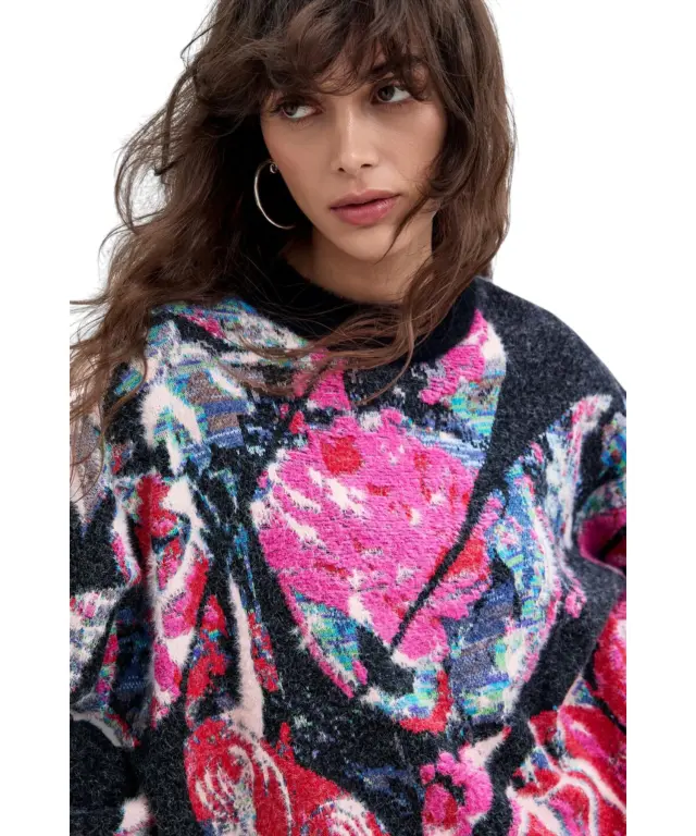 Desigual - Γυναικείο Πλεκτό Πουλóβερ Jers Jardim 26WWJF05-2000 Πολύχρωμο 2