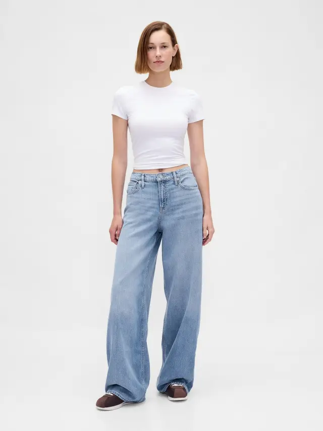 Γυναικείο Mid Rise Τζιν Παντελόνι UltraSoft Baggy Light indigo wash