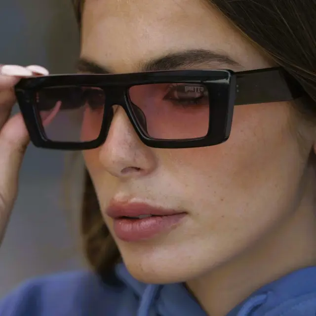 Ghetto Small Square Sunglasses Gray Frame For Women 2