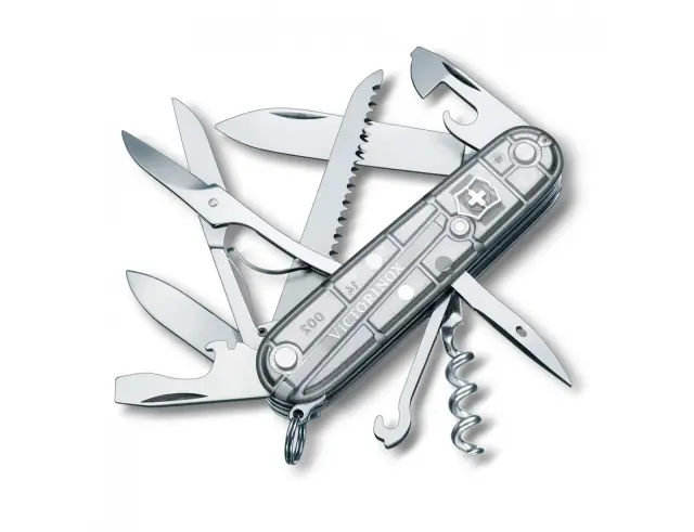 Ελβετικός Σουγιάς Victorinox Huntsman με 15 λειτουργίες και μήκος 9.1cm - Silver Transparent1.3713.T7 2