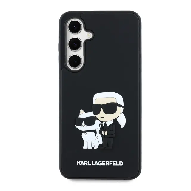 Karl Lagerfeld 3D Rubber Karl and Choupette Case for Samsung Galaxy S24 FE Black 2
