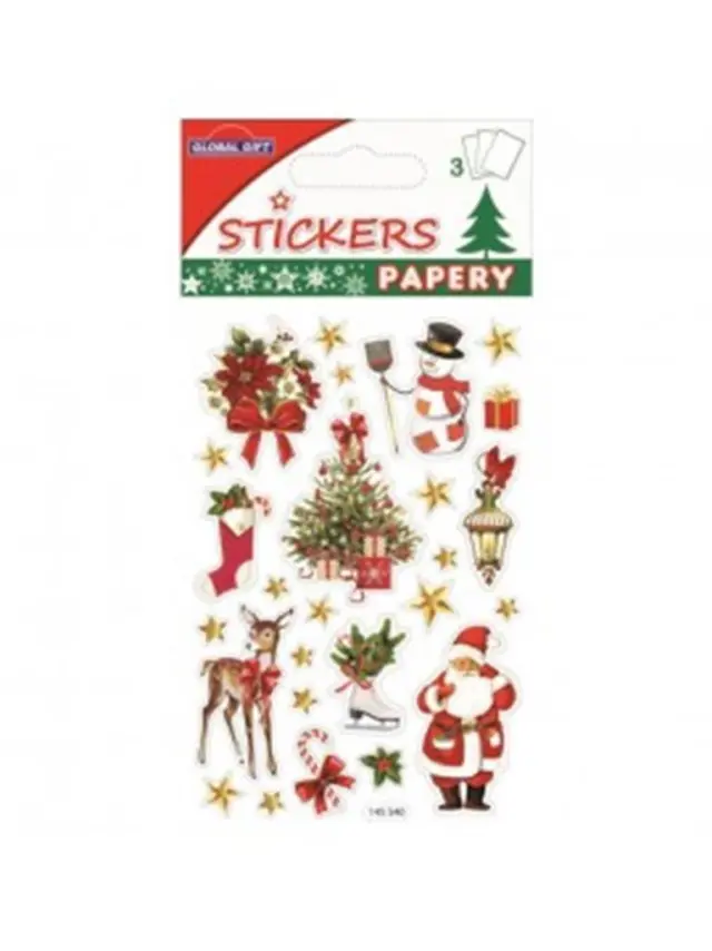 Global Gift Papery Christmas Stickers 8X13cm/ 145540, 145541, 145542 (GLOBAL GIFT)