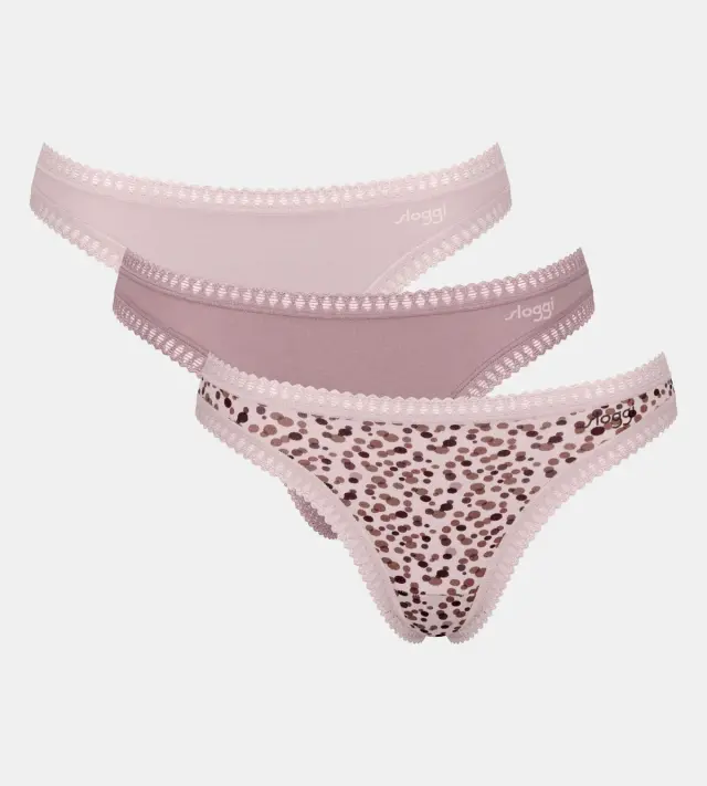 Sloggi Βαμβακερά Σλιπ Go Crush H String C3P Συνδυασμός Μπεζ-Ροζ