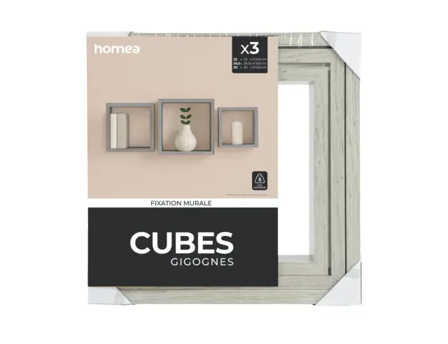 Σετ Ράφια Τοίχου Cubes Homea - White Oak - 3 τεμάχια 6RAN789CB 3