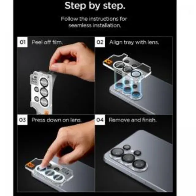Tempered Glass Rings Spigen για Τζαμάκι Κάμερας Samsung Galaxy S26 Ultra 5G Optik.tR EZ-FIT Μαύρο (2 τεμ.) N70855 3