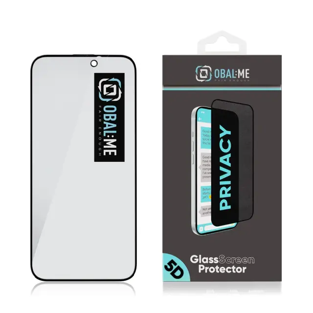 OBAL:ME Privacy 5D Glass Screen Protector for Apple iPhone 15/16 Black 3