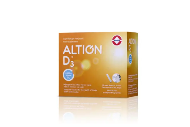 Altion Βιταμίνη D3 1000IU Συμπλήρωμα Διατροφής Βιταμίνη D3 για την Υγεία των Οστών, Δοντιών, Μυών Και Ενίσχυση Ανοσοποιητικού, 30 φακελίσκοι