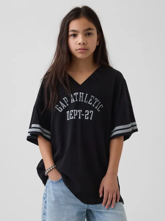 Παιδική Μπλούζα Oversized Γραμμής με Gap Athletic Λογότυπο* BLACK 1