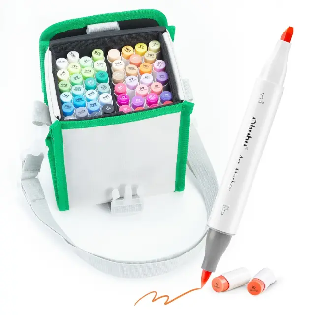 OHUHU Honolulu 48 colors Brush & Chisel, Μαρκαδόροι Ζωγραφικής με διπλή μύτη