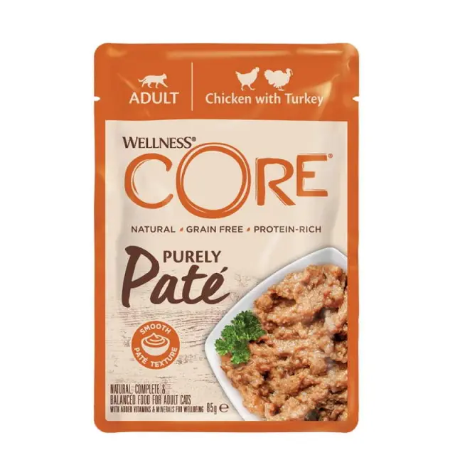 Wellness Core Cat Adult Πατέ Κοτόπουλο & Γαλοπούλα 85gr Μονόχρωμο