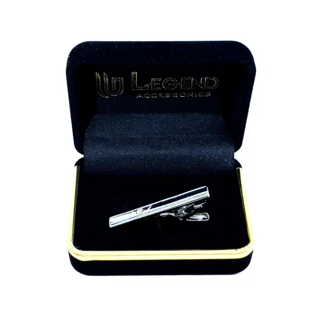 Ασημί Κλιπ Γραβάτας 4,5 cm με Στρας – LGTC-62