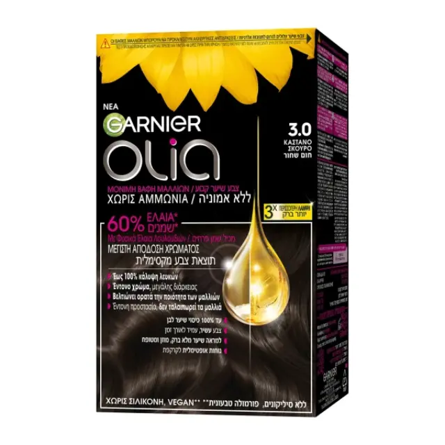 Garnier Βαφή Μαλλιών Olia Χωρίς Αμμωνία 60g - 3.0