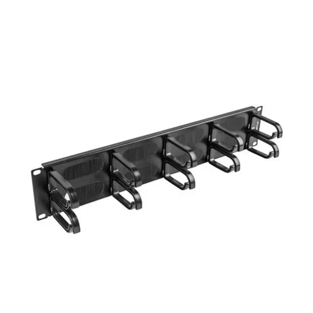 Lanberg 19" Cable Management Brush Panel 10 Rings Type B 2U Black (AK-1204-B)