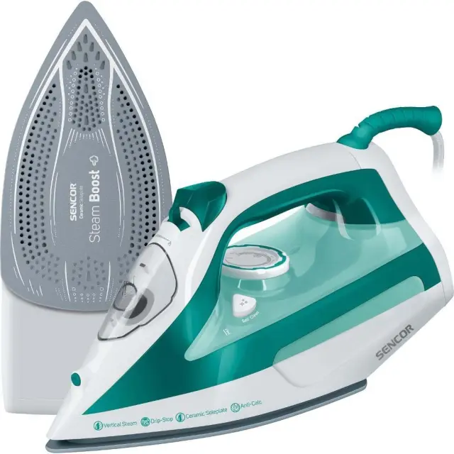 Σίδερo Ατμού Sencor SSI 6100GR 2600W με Κεραμική Πλάκα Drip-Stop Τεχνολογία και Steam Boost 160g/min Πράσινο