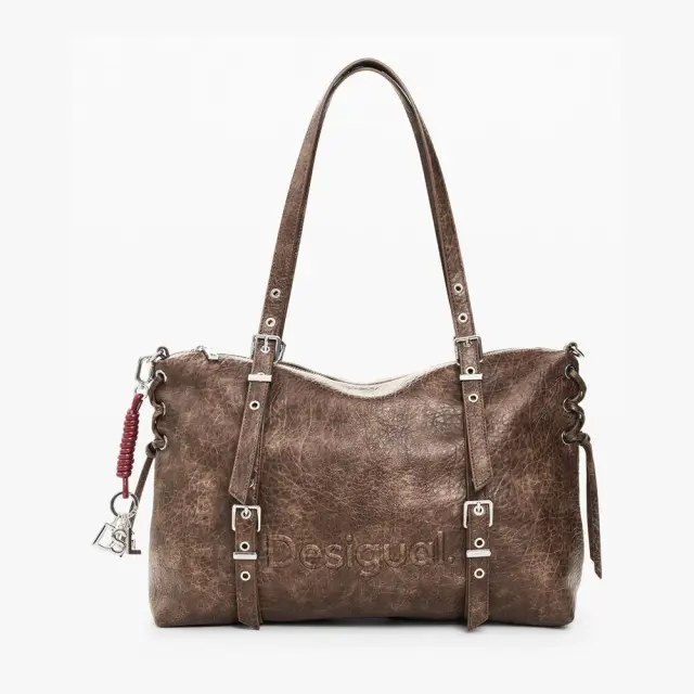 Desigual - Γυναικεία Τσάντα Ώμου/ Χιαστί Lanuza New Half Logo 26WAXPAF-6044 Καφέ 2