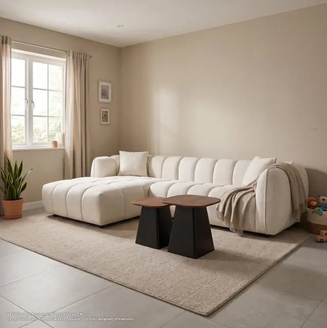ΚΑΝΑΠΕΣ ΓΩΝΙΑ (ΑΡΙΣΤΕΡΗ) LYKKE ΕΚΡΟΥ ΥΦΑΣΜΑ 280x89-165(η γωνία)x70 εκ 2