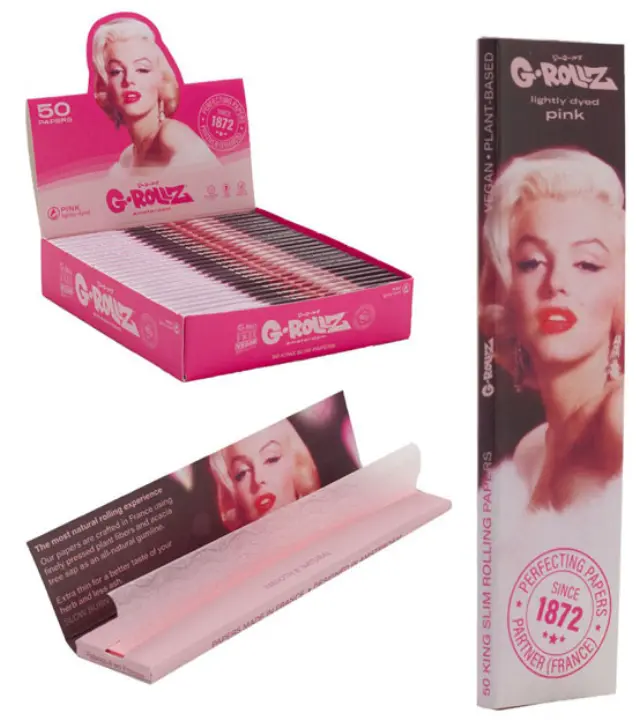 G-Rollz Χαρτάκια Pink Fabulous Face - King Size Slim 50φ.