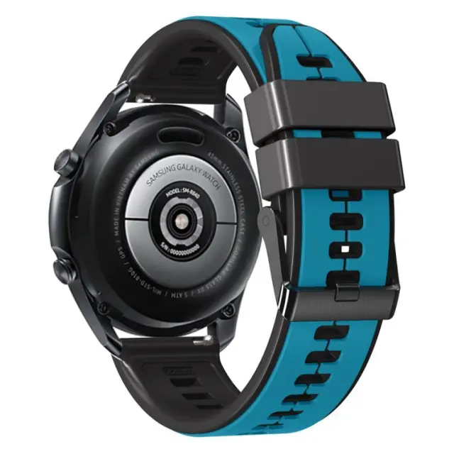 Dual Colour Λουράκι για Smartwatch 22mm-Sky Blue/Black OEM 2