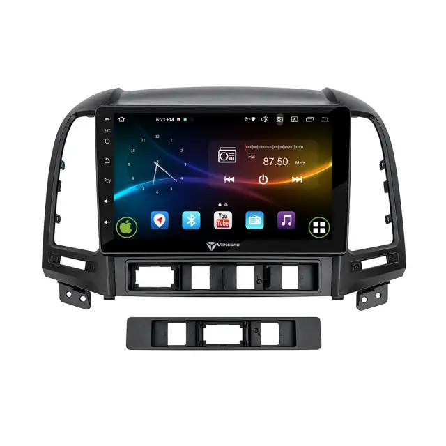 VenCore Οθόνη Multimedia Android 15 9" 9109A MTK6762 Octa-Core 2GB/32GB IPS με Πρόσοψη, CarPlay, Android Auto και Υποστήριξη Κάμερας Οπισθοπορείας AHD για Hyundai Santa Fe 2006-2013 – Μαύρη (3236-10007-0624B) 2