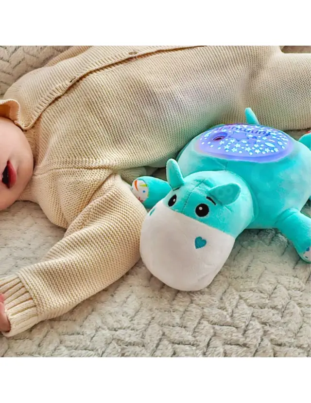 Woopie Baby Λούτρινος Ιπποπόταμος Ύπνου 2σε1 με Προβολέα 3