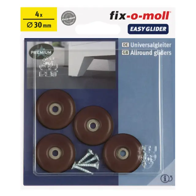 Ολισθητήρες Βιδωτοί Φ30mm Καφέ 4Τμχ 2