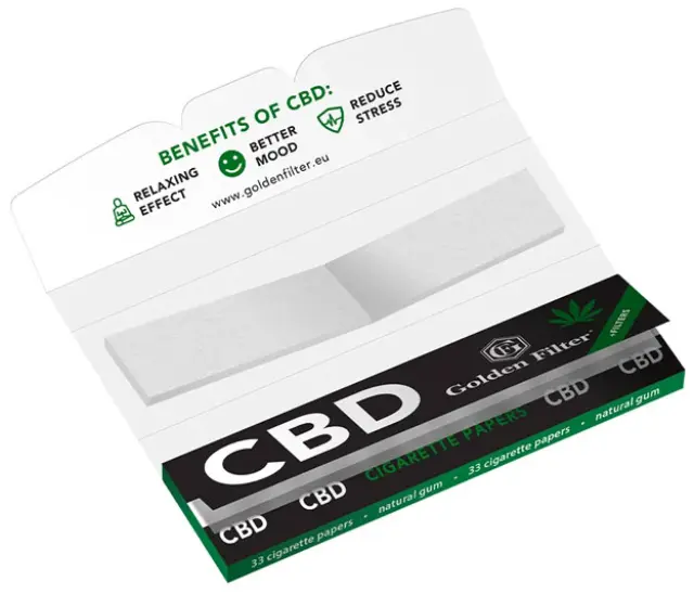 Golden Filter Χαρτάκια Hemp με Εκχυλίσματα CBD King Size + Tips 2