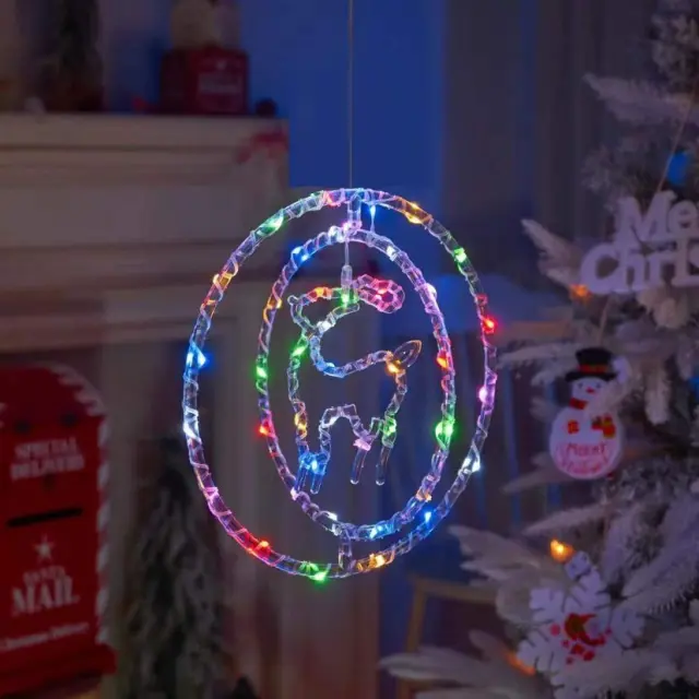 Χριστουγεννιάτικο φωτεινό διακοσμητικό 3D LED κρεμαστό - Ελάφι - 2pcs - 272311 - RGB 2