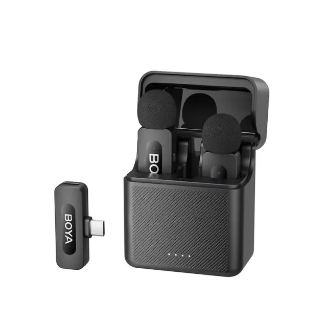 BOYA BY-V30 Ασύρματο Σετ 2 Μικροφώνων Πέτου USB-C με Θήκη Φόρτισης, Ακύρωση Θορύβου, Εμβέλεια 100m + Αυτονομία 36 Ωρών – Μαύρο