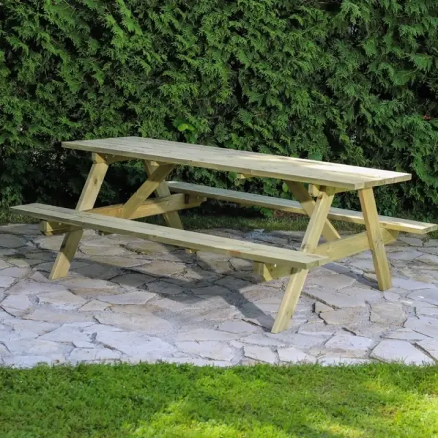 Showood 60262 Ξύλινο Τραπέζι Πικ-Νικ 200εκ. για 6-8 Άτομα 2