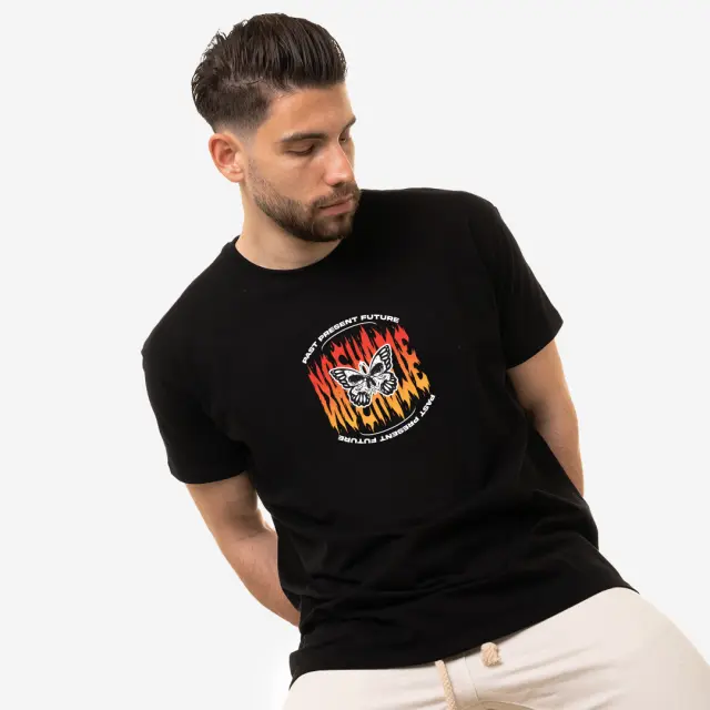 T-shirt Noshame® Μαύρο με τύπωμα Butterfly - 122486 - XXL