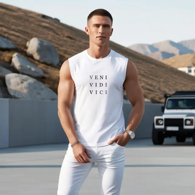 Αμάνικο Noshame® Λευκό με τύπωμα Veni Vidi Vici - 182514 - XXL