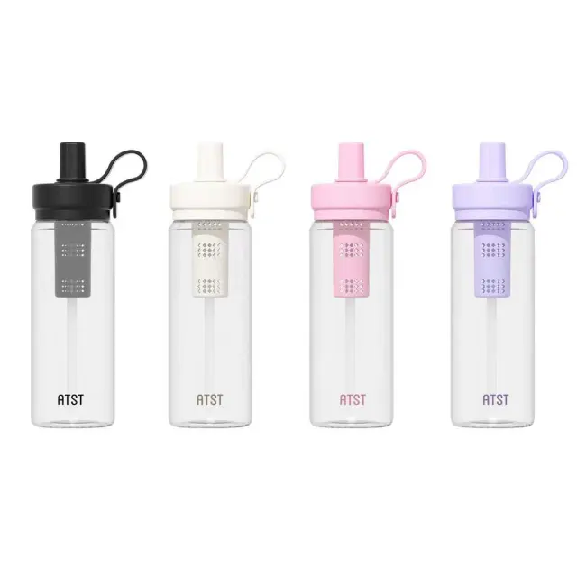 Φορητό παγούρι πλαστικό με καλαμάκι - 750ml - 413234 - Purple 2