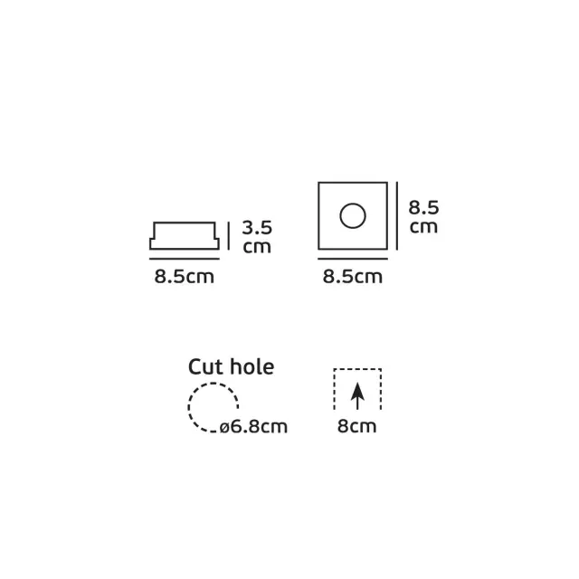 Olpo 03197/W Σποτ τετράγωνο σταθερό IP65 8.5x8.5cm λευκό Άσπρο 2