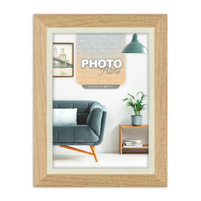 κορνίζα ακρυλική 15x20 cm ADLER natural δίχρωμη κορνίζα φυσικό ξύλο λευκό εσωτερικά για φωτογραφία 10x20