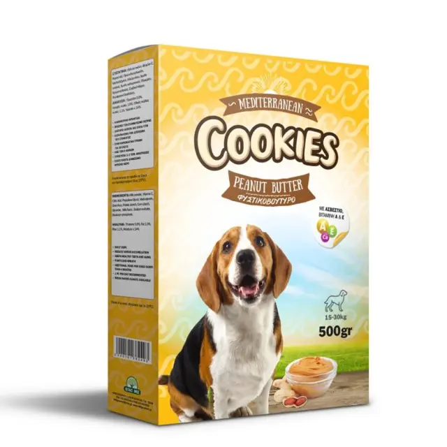 MBF Mediterranean Cookies Λιχουδιές Σκύλου Φυστικοβούτυρο 500gr Μονόχρωμο