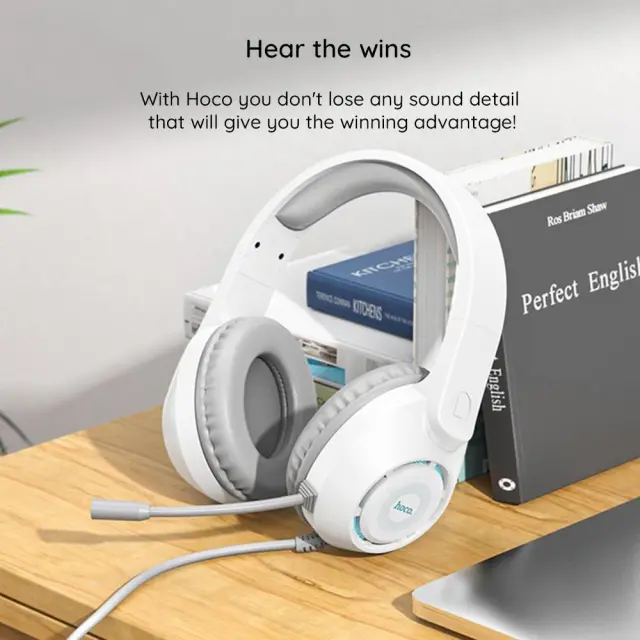 Hoco Over Ear Gaming Ακουστικά σύνδεσης 3.5mm/USB με μικρόφωνο Άσπρο W108 2