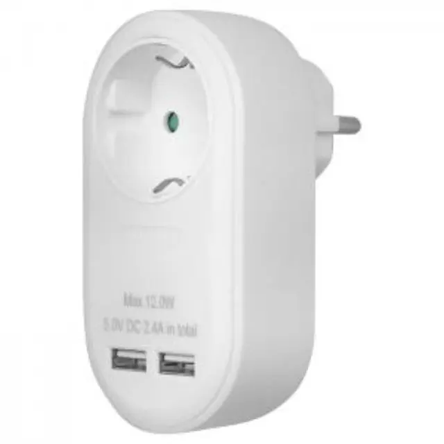 Ανταπτόρας με pass-through και 2 θύρες φόρτισης USB (2.4Α). 2