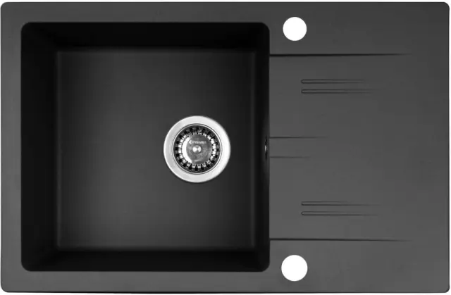 PYRAMIS LEFKADA sink (68x44) 1B 1D black + Flessi Black Edition tap - 070 260 611F